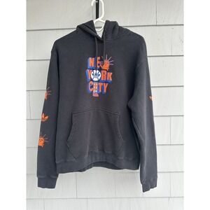 Adidas Originals NYC Graphic‎ Hoodie Black Orange Blue Mens Medium Streetwear